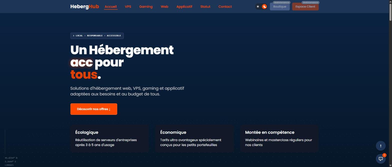 Aperçu du site HebergHub