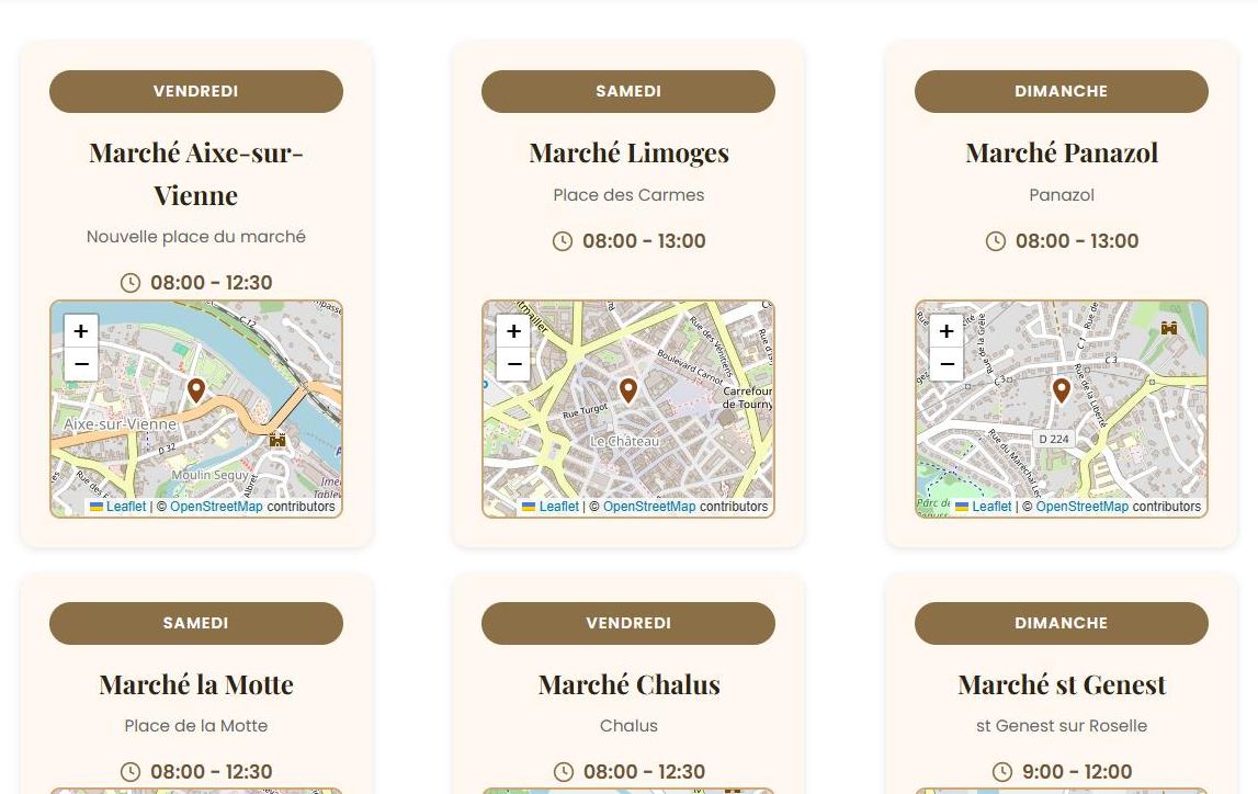 Liste des marchés de Maison Patenachure avec cartes interactives